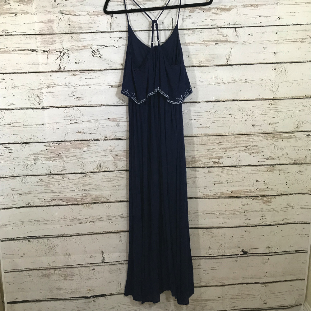 Boho Blue Strap Embroidered Dress - Picture 3 of 4